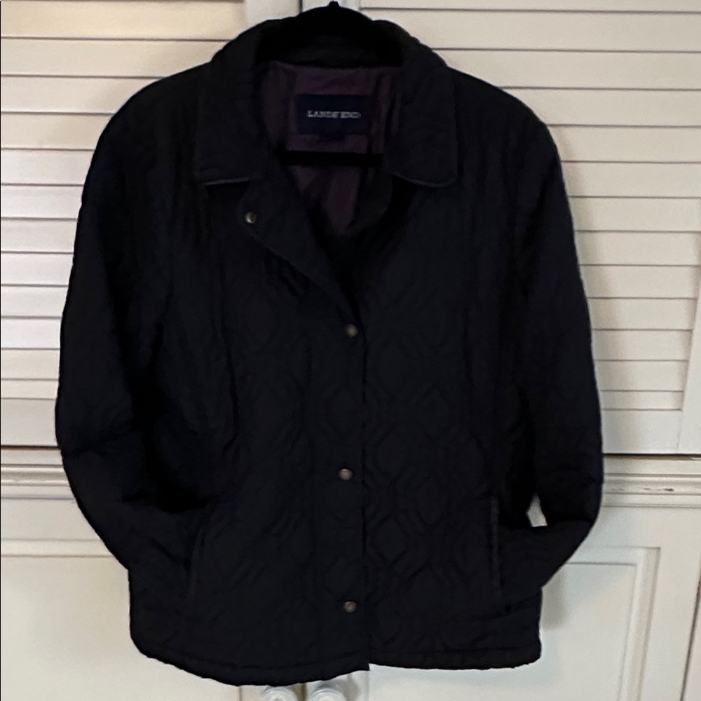 Lands' End Women's Black Quilted Utility Jacket